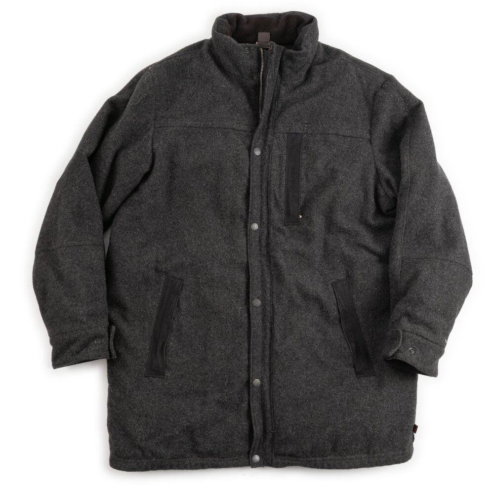 WOOLRICH Onyx charcoal grey heavy wool blend parka length winter jacket size L